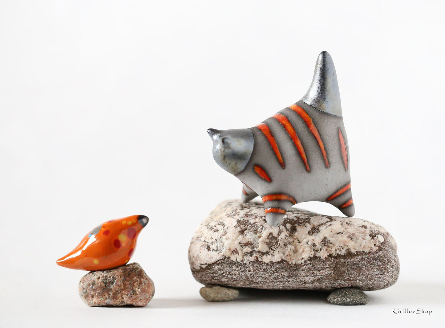 Miniature Cat figurine, Ceramic cat sculpture, Small black kitten, Table decoration, Handmade Art, Collectible, Cat lover gift MADE TO ORDER