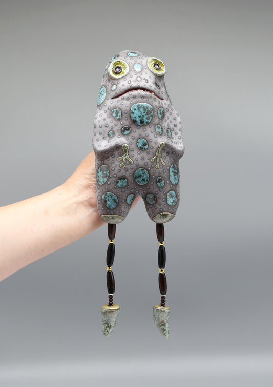 Whimsical Clay Frog Sculpture: Handmade Ceramic Figurine by Valery Kirillov