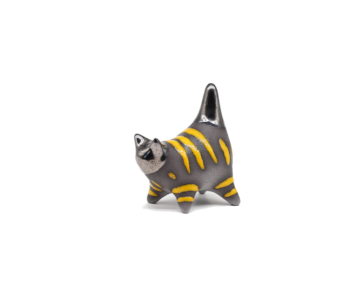 Miniature cat figurine, Ceramic cat sculpture, Striped kitten, Table decoration, Handmade Art, Collectible, Cat lover gift, MADE TO ORDER