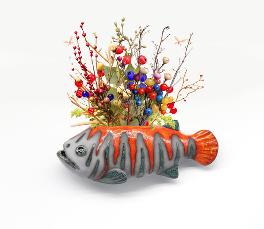 Ceramic wall flower vase, fish wall decoration, handmade fish wall hanging, home decor, MADE TO ORDER