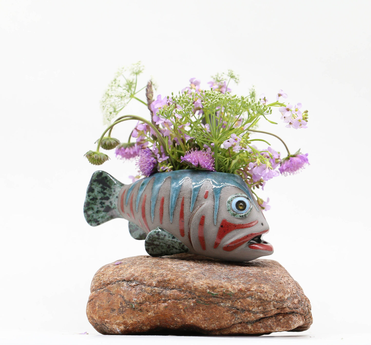 Creative Ceramic Fish Wall Hanging, Handmade Vase Art, Made to order