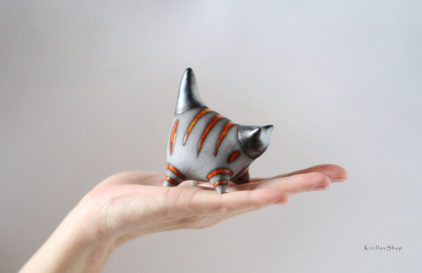 Miniature Cat figurine, Ceramic cat sculpture, Small black kitten, Table decoration, Handmade Art, Collectible, Cat lover gift MADE TO ORDER