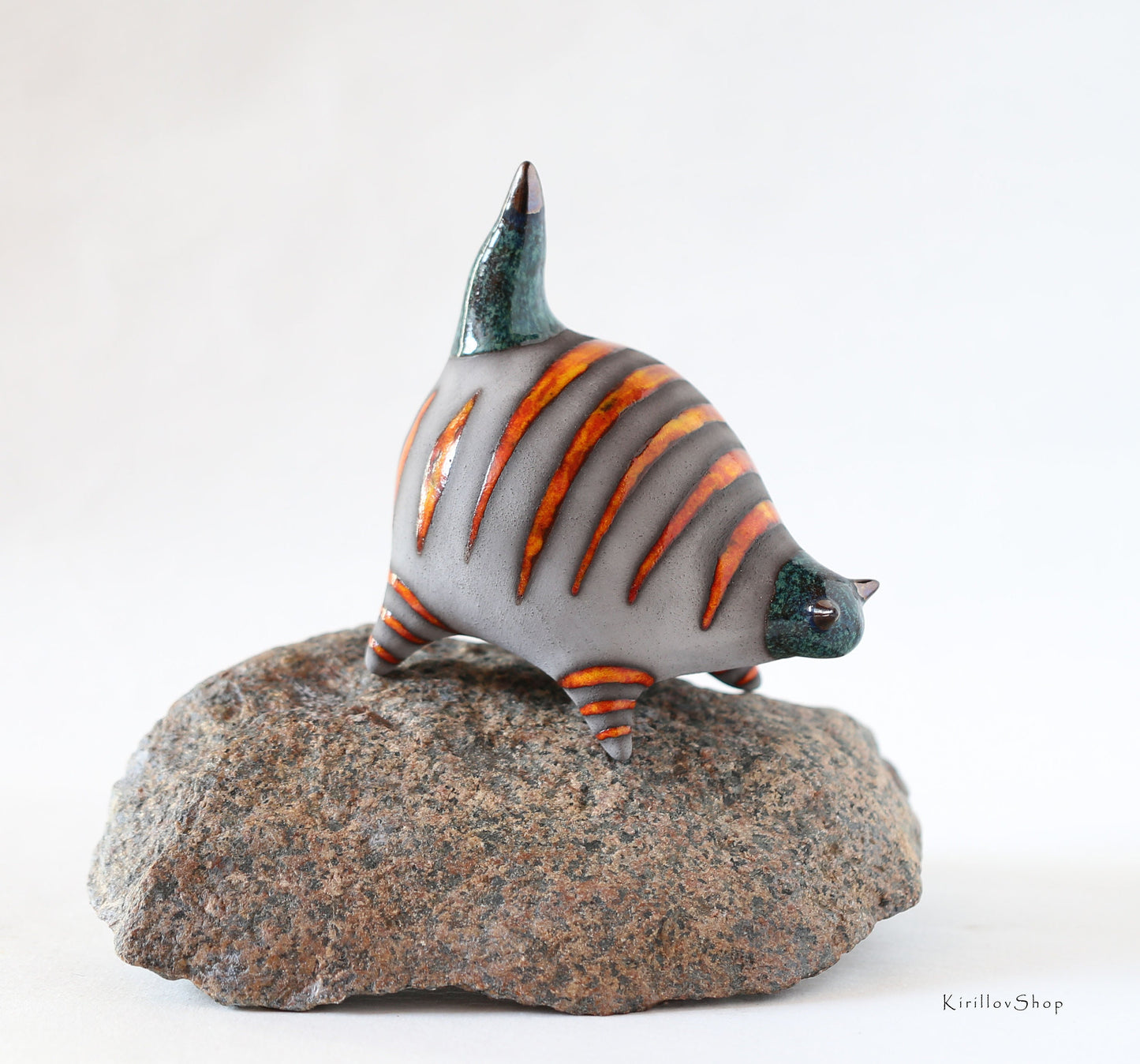 Handmade Ceramic Orange Tabby Cat Figurine