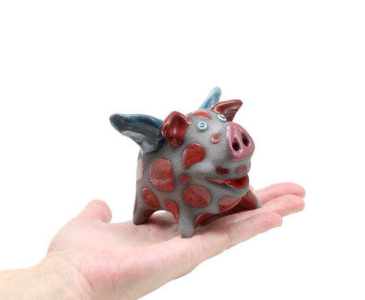 Handmade Ceramic Flying Pig Figurine