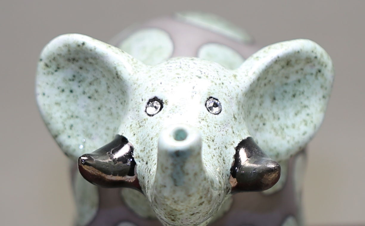 Figurine Elephant Handmade Ceramic Table Sculpture  Art  Elephant Decor Collectible