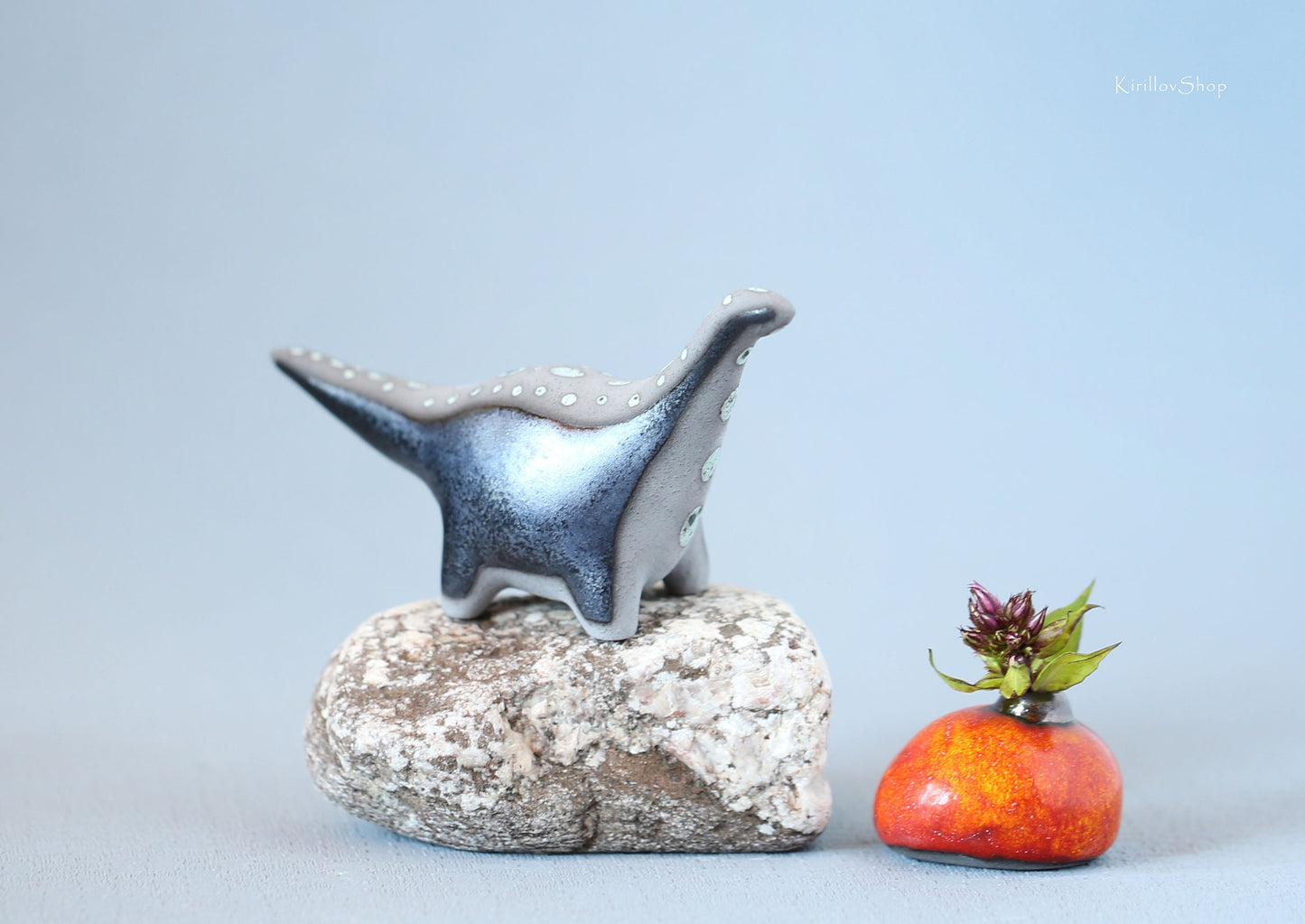Ceramic Sculpture Dinosaur, Unique Modern Figurine, Long Neck Dinosaur, Handmade Art, Cute Reptile, Dragon, Collectible, MADE TO ORDER