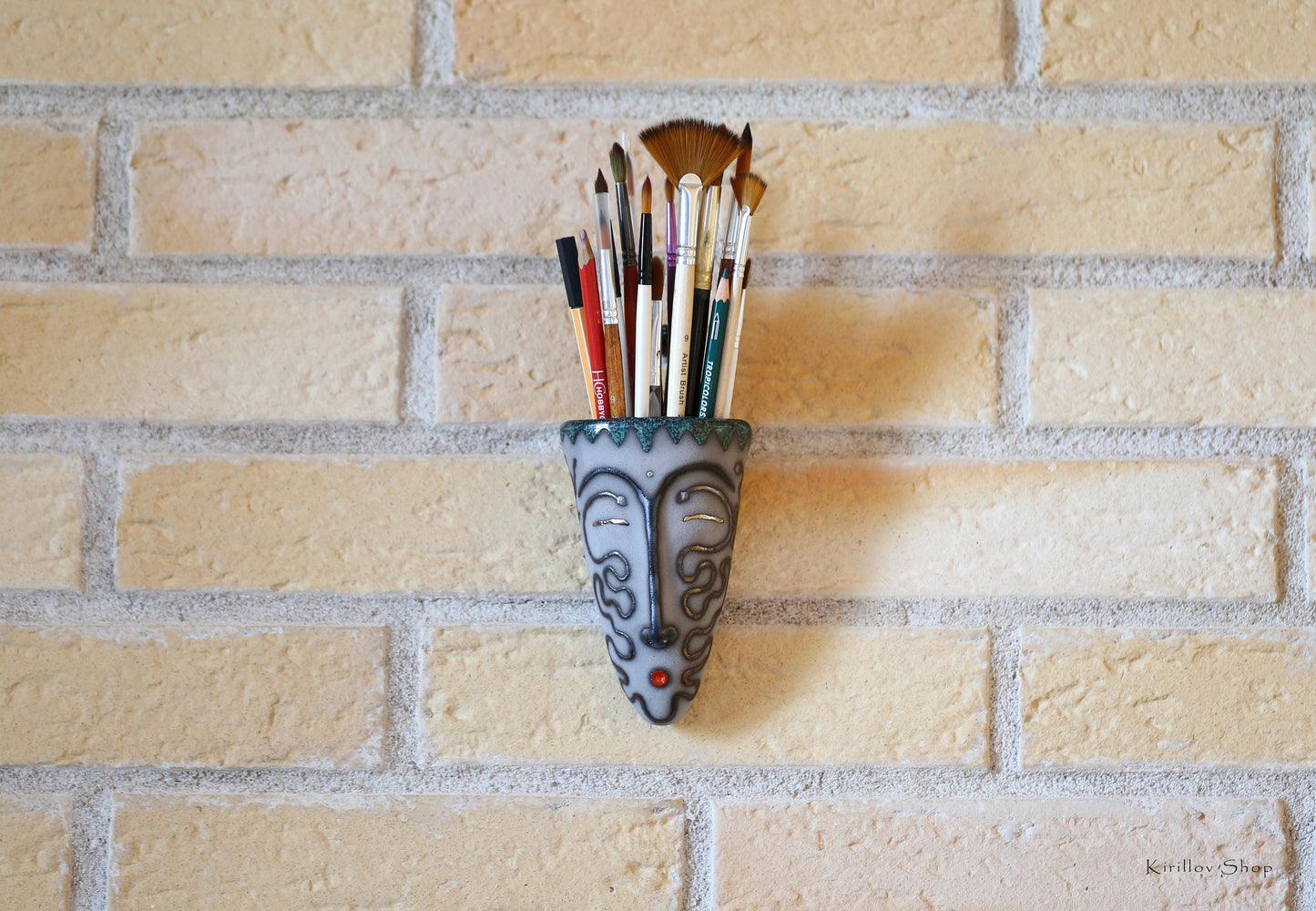 Handmade Ceramic Wall Vase – Face Sculpture, 3D Wall Art