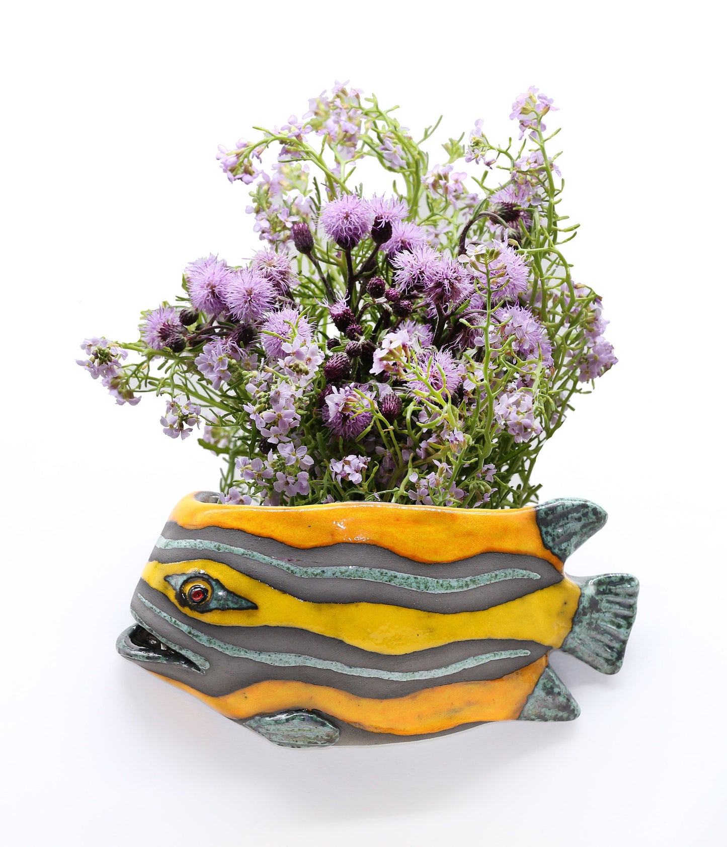 Creative Ceramic Fish Wall Hanging, Handmade Vase Art, Made to order