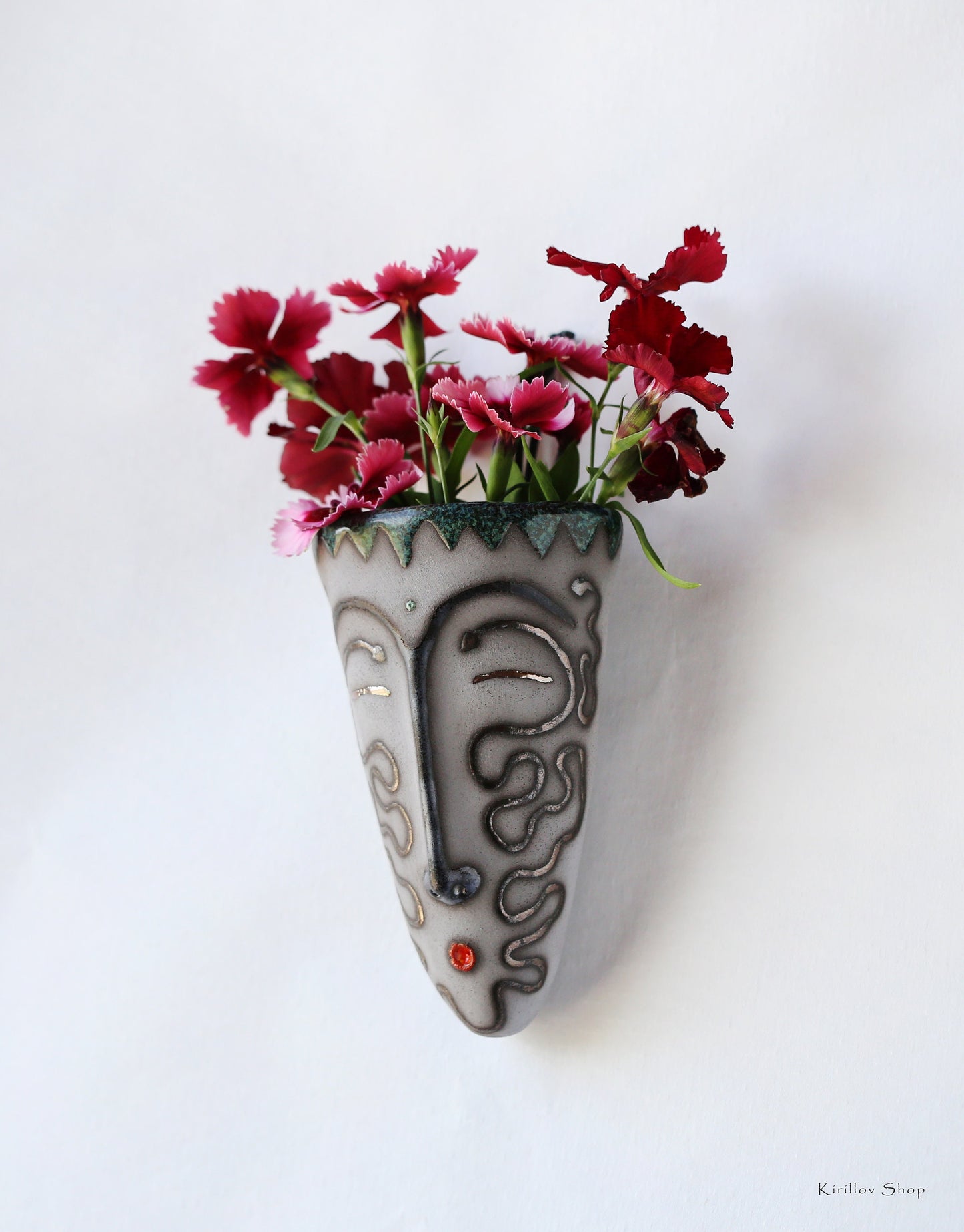 Handmade Ceramic Wall Vase – Face Sculpture, 3D Wall Art