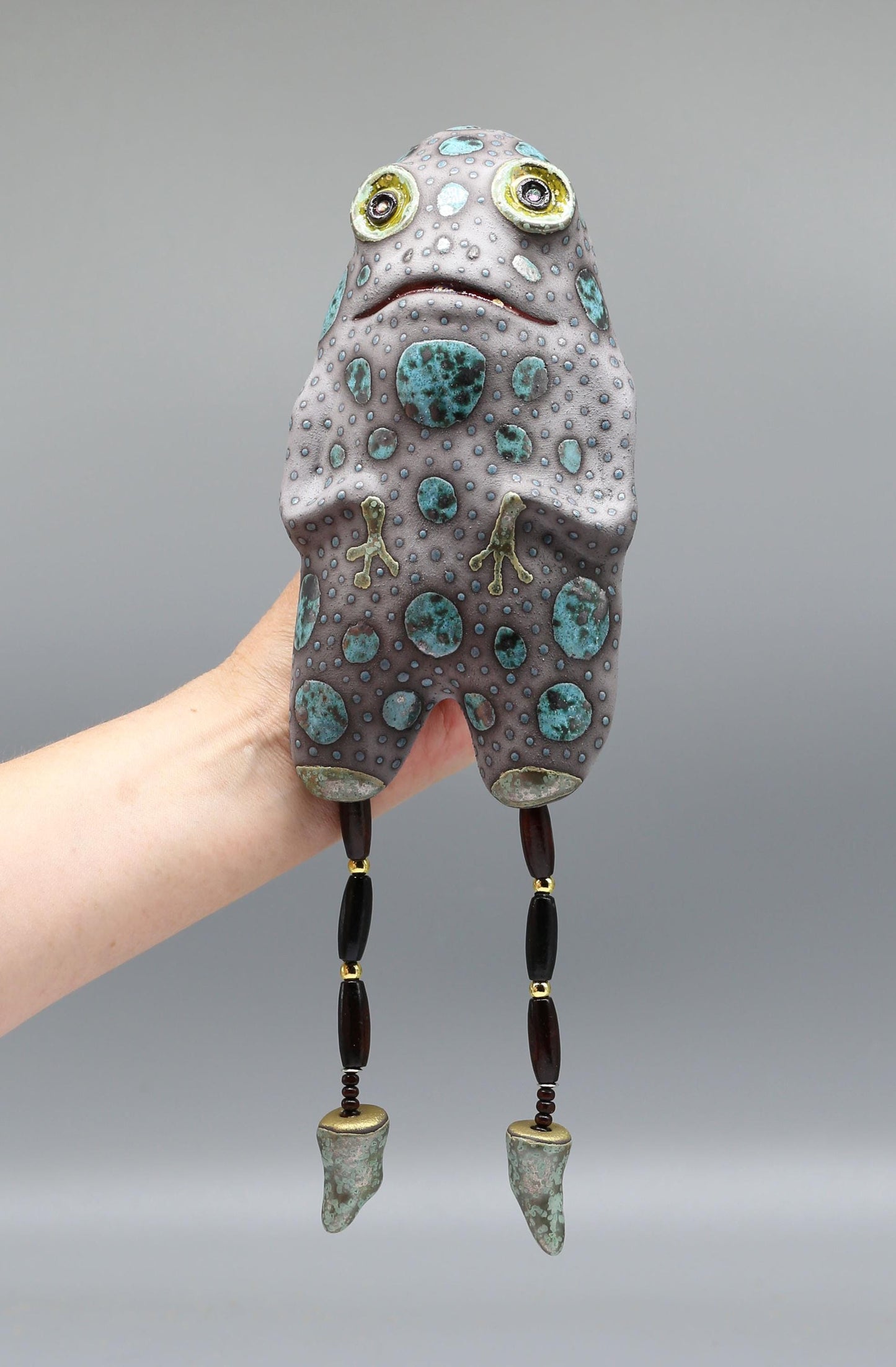 Whimsical Clay Frog Sculpture: Handmade Ceramic Figurine by Valery Kirillov