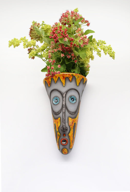 Handmade Ceramic Wall Vase – Face Sculpture, Original Artwork