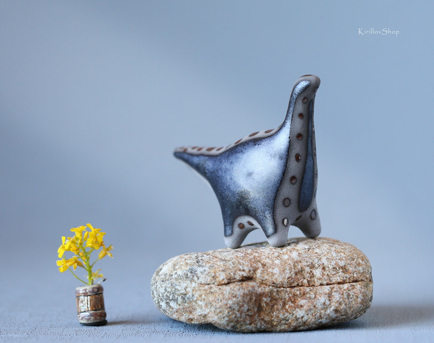 Sculpture Dinosaur, Small Modern Figurine, Long Neck Dinosaur, Table Decoration, Handmade Ceramic Art, Reptile Black Dragon, MADE TO ORDER