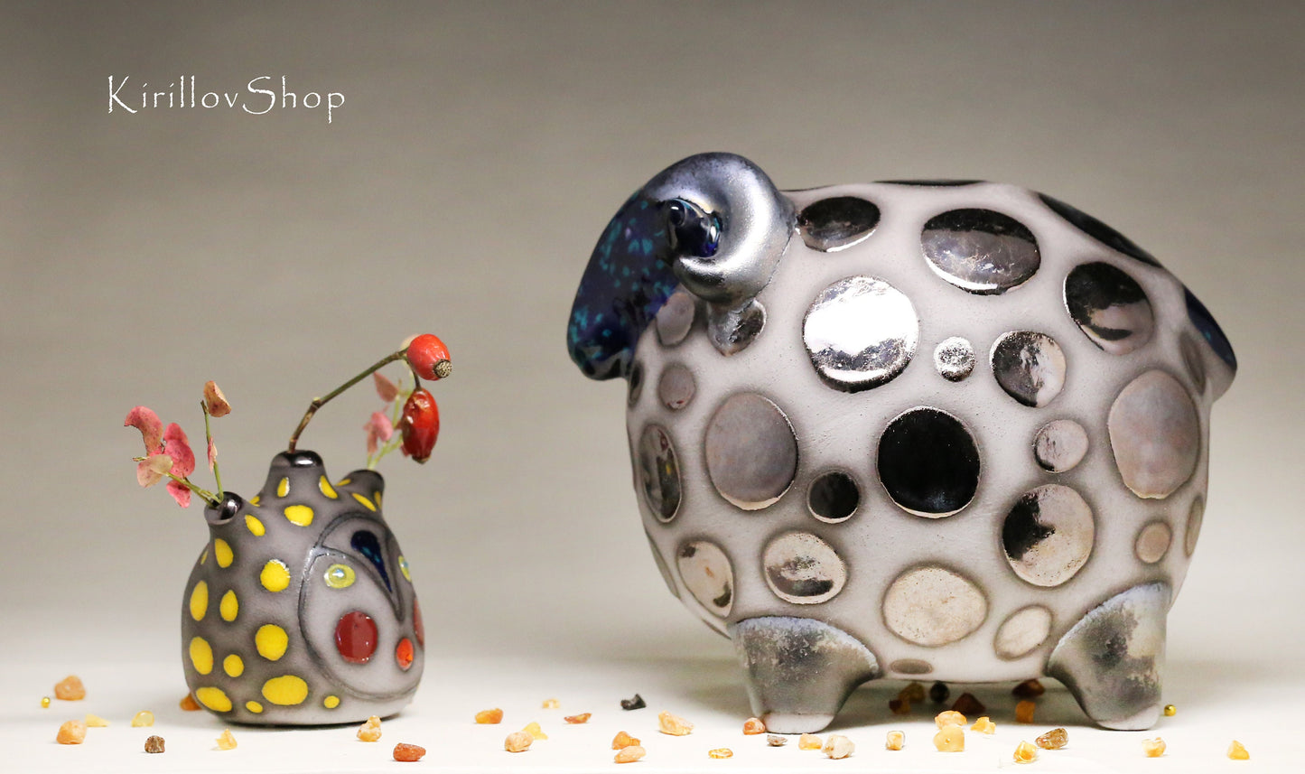 Ceramic sculpture ram , modern sculpture to decorate your home or for a gift, handmade Art, MADE TO ORDER
