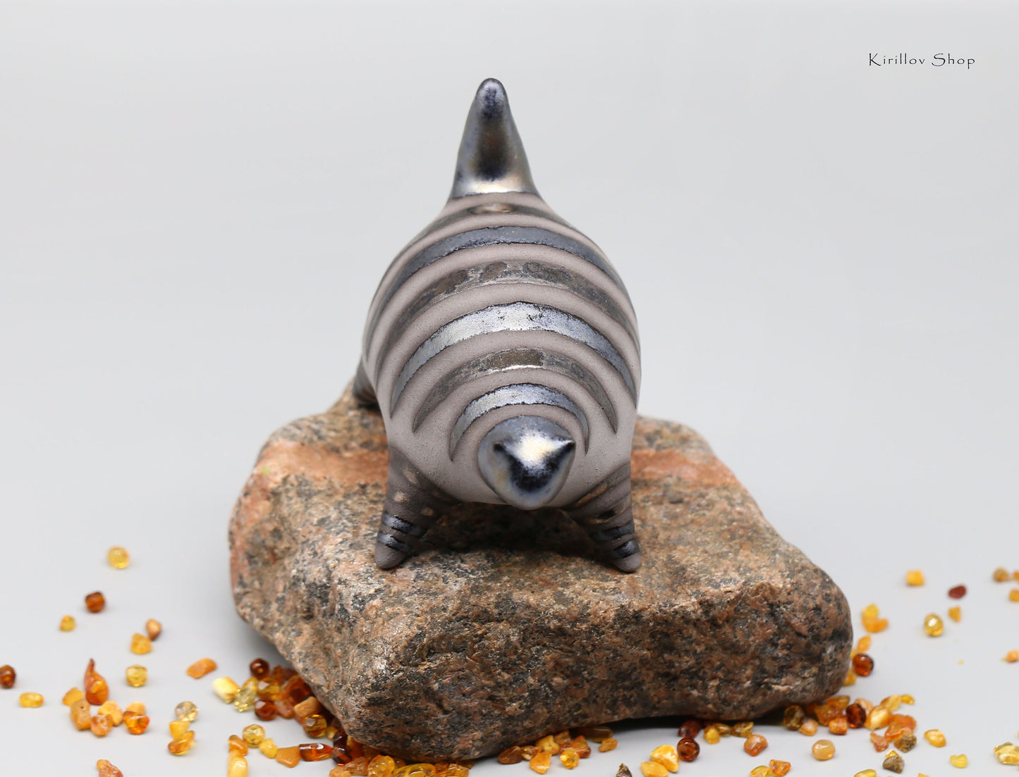 Handmade Ceramic Cat Sculpture: Bronze Glaze, Modern Home Decor