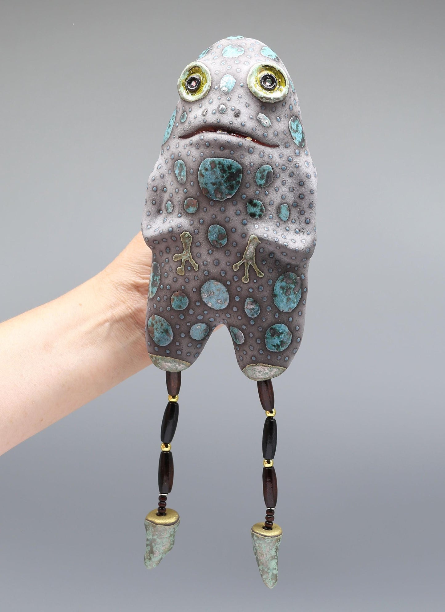 Whimsical Clay Frog Sculpture: Handmade Ceramic Figurine by Valery Kirillov