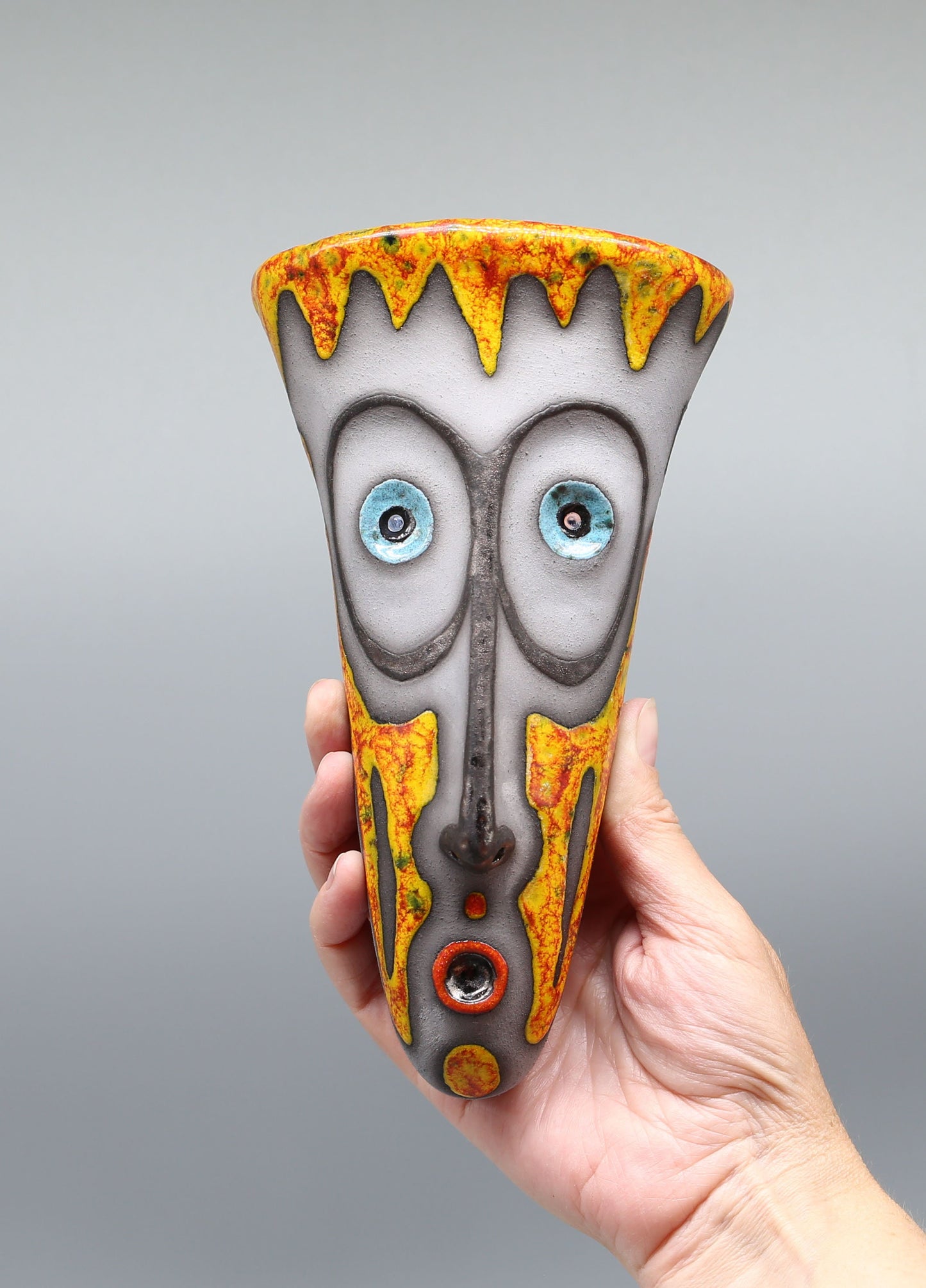 Handmade Ceramic Wall Vase – Face Sculpture, Original Artwork