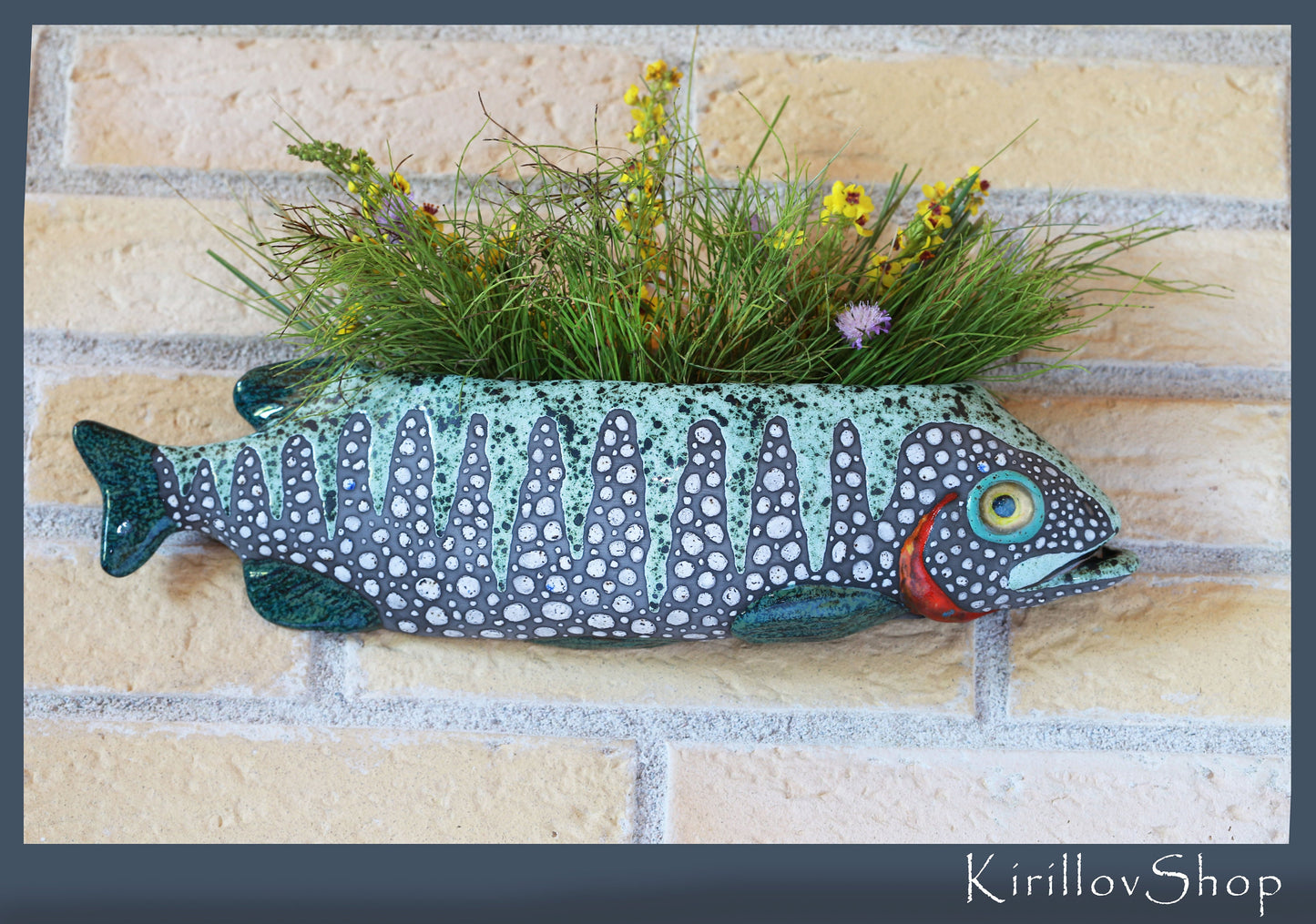 Handmade Ceramic Fish Vase: Wall Decor Hanging Planter