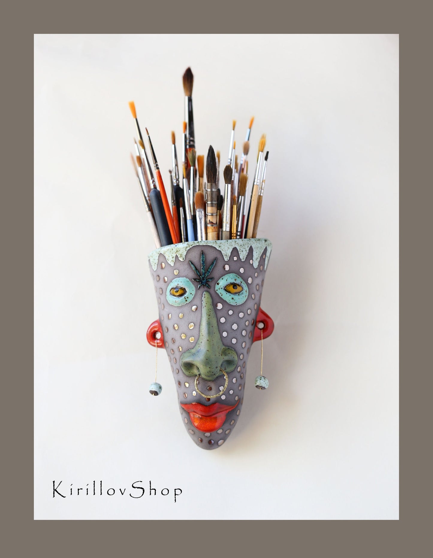 Handmade Ceramic Face Wall Planter: 3D Wall Art Sculpture