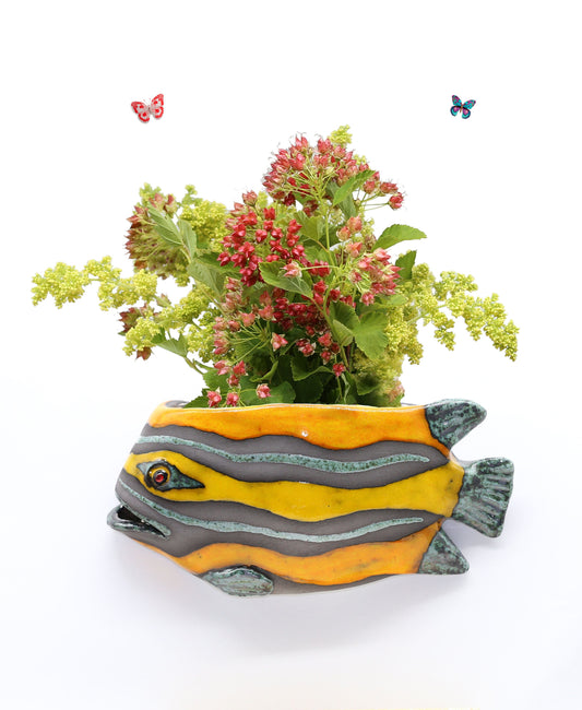 Creative Ceramic Fish Wall Hanging, Handmade Vase Art, Made to order