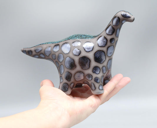 Handmade Ceramic Dinosaur Sculpture: Fantasy Table Art