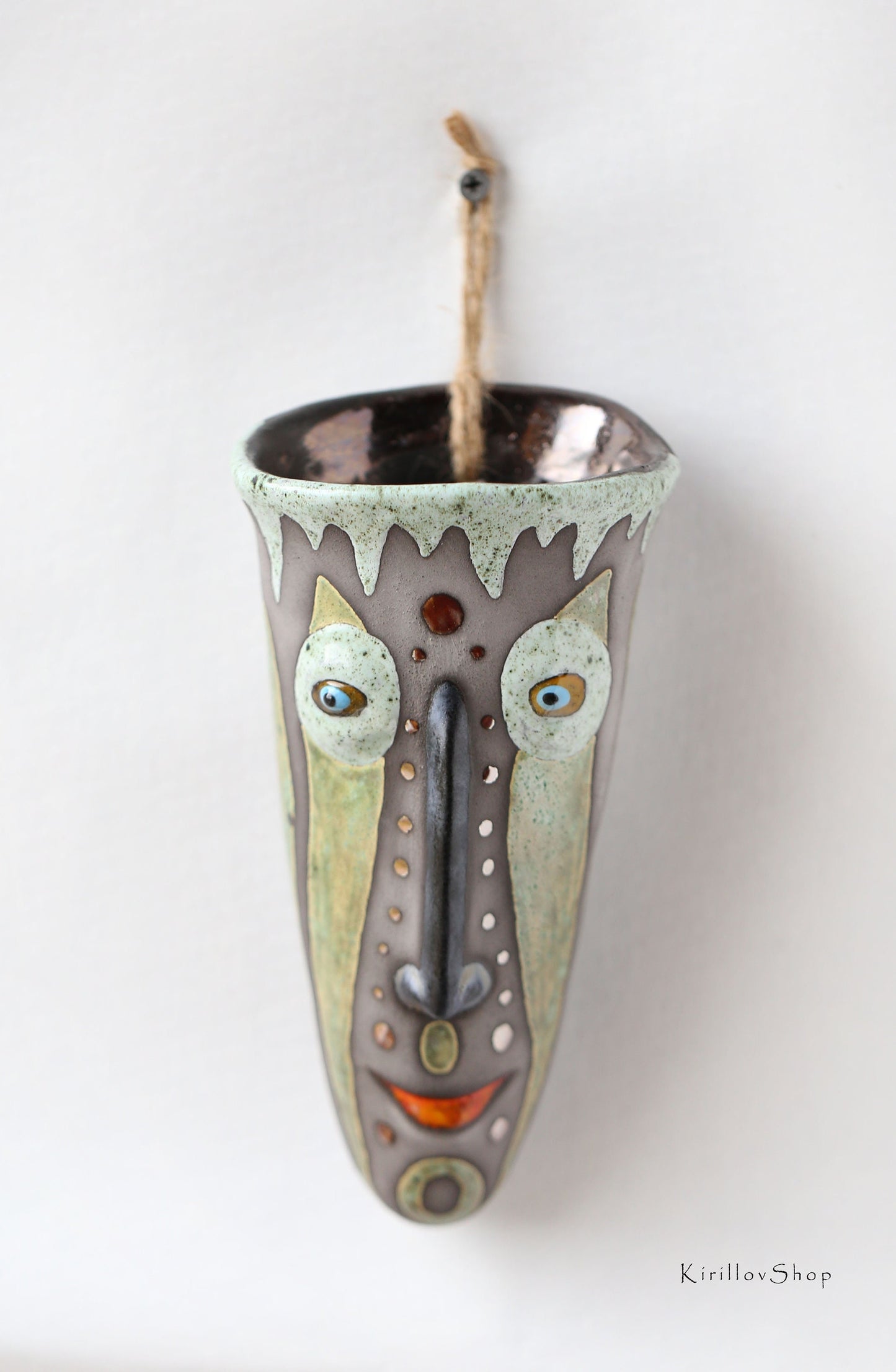 Handmade Ceramic Wall Vase – Face Sculpture, 3D Wall Art