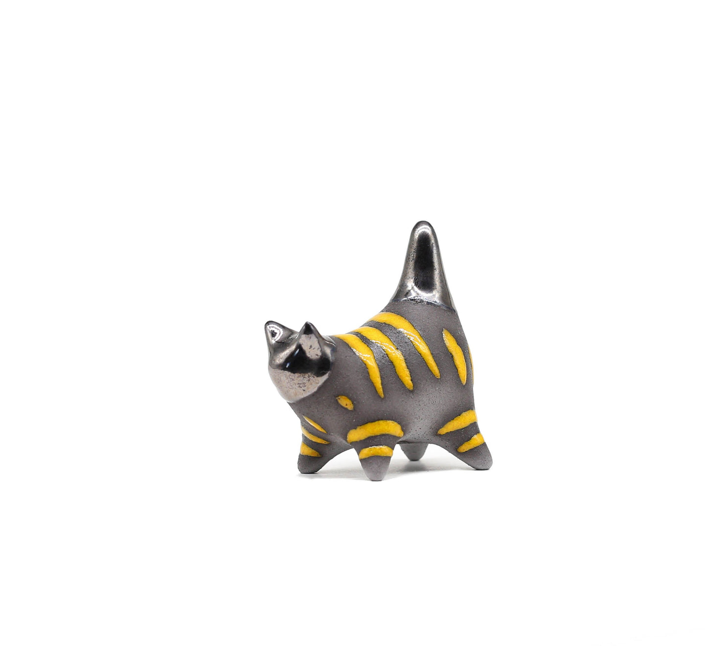 Miniature cat figurine, Ceramic cat sculpture, Striped kitten, Table decoration, Handmade Art, Collectible, Cat lover gift, MADE TO ORDER