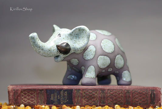 Figurine Elephant Handmade Ceramic Table Sculpture  Art  Elephant Decor Collectible