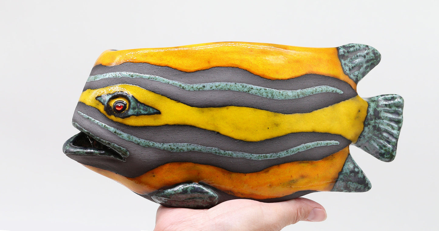 Creative Ceramic Fish Wall Hanging, Handmade Vase Art, Made to order