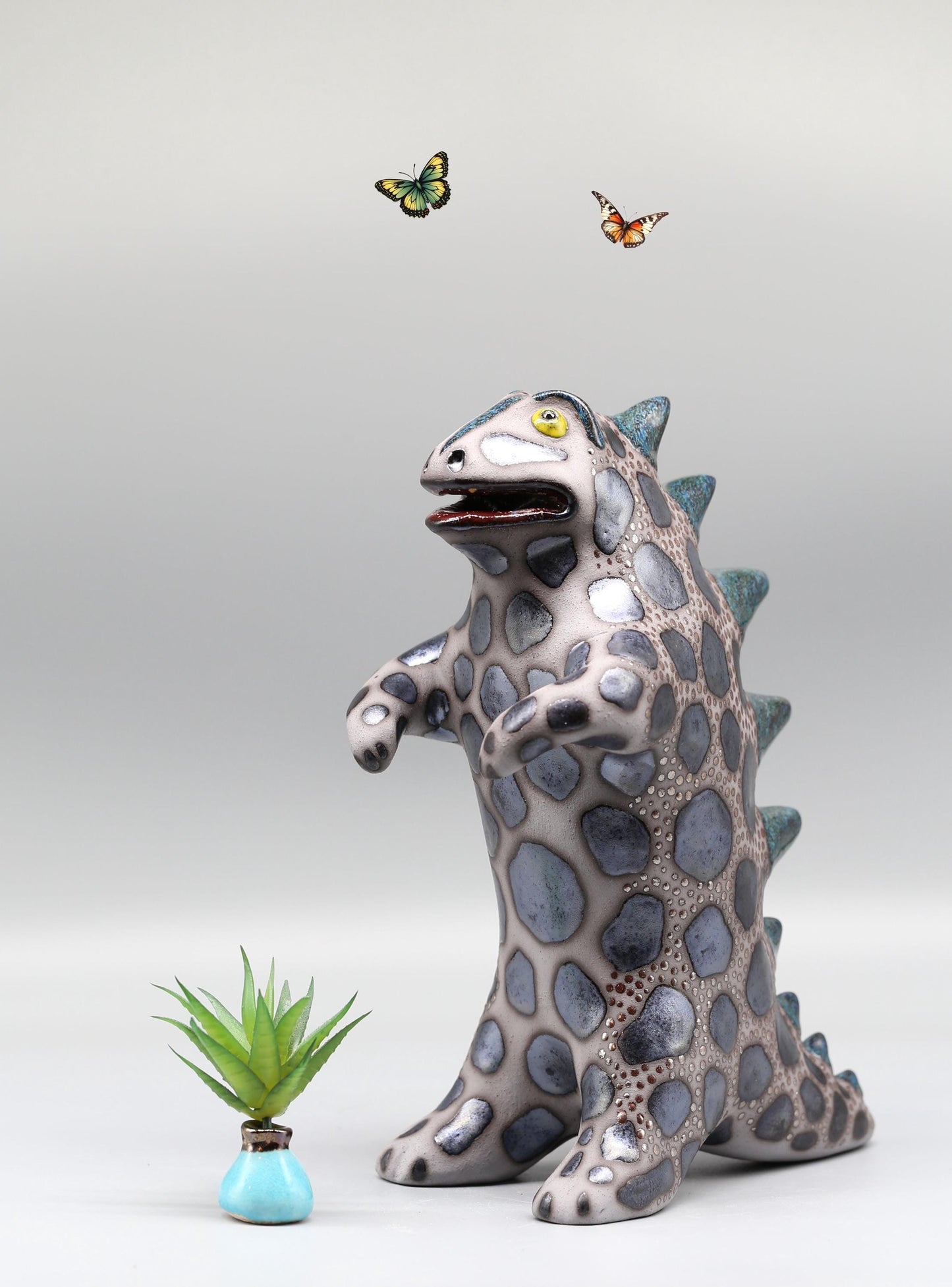 Handmade Ceramic Godzilla Dinosaur Sculpture – Made to Order
