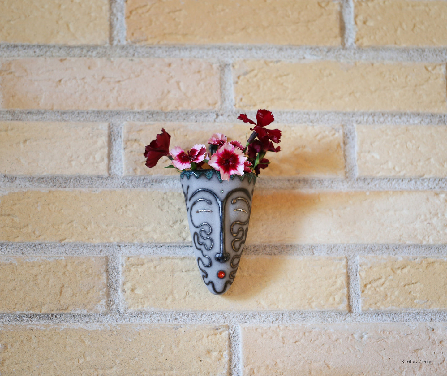 Handmade Ceramic Wall Vase – Face Sculpture, 3D Wall Art