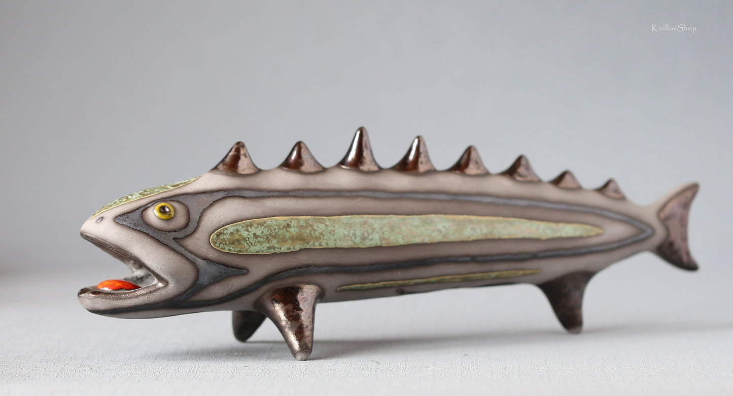 Handmade Ceramic Fish Sculpture: Modern Table Decor Figurine