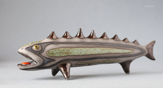 Handmade Ceramic Fish Sculpture: Modern Table Decor Figurine