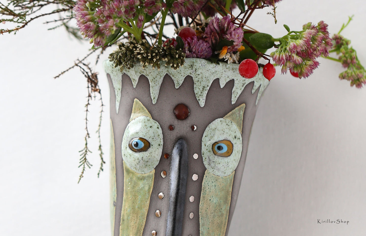 Handmade Ceramic Wall Vase – Face Sculpture, 3D Wall Art