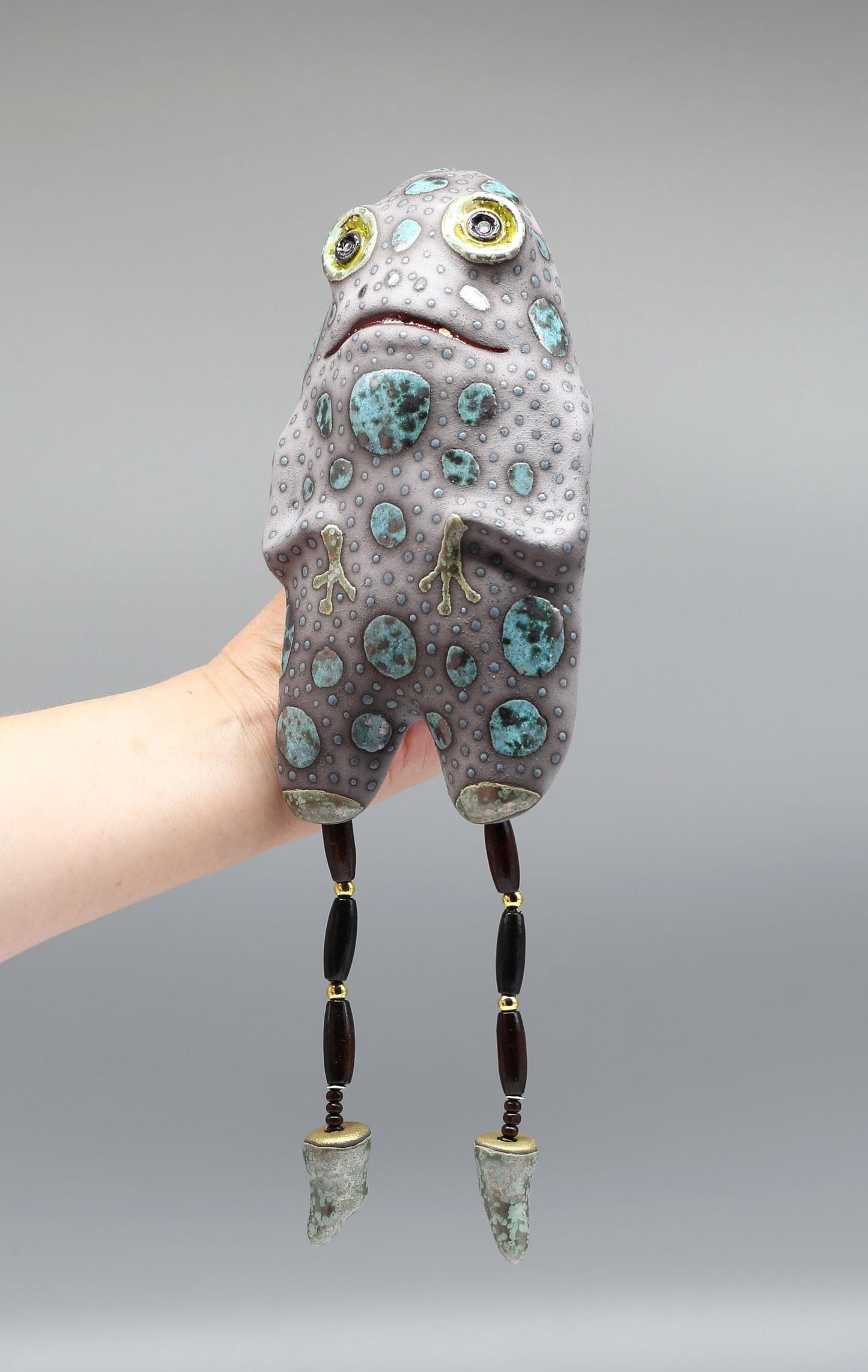 Whimsical Clay Frog Sculpture: Handmade Ceramic Figurine by Valery Kirillov