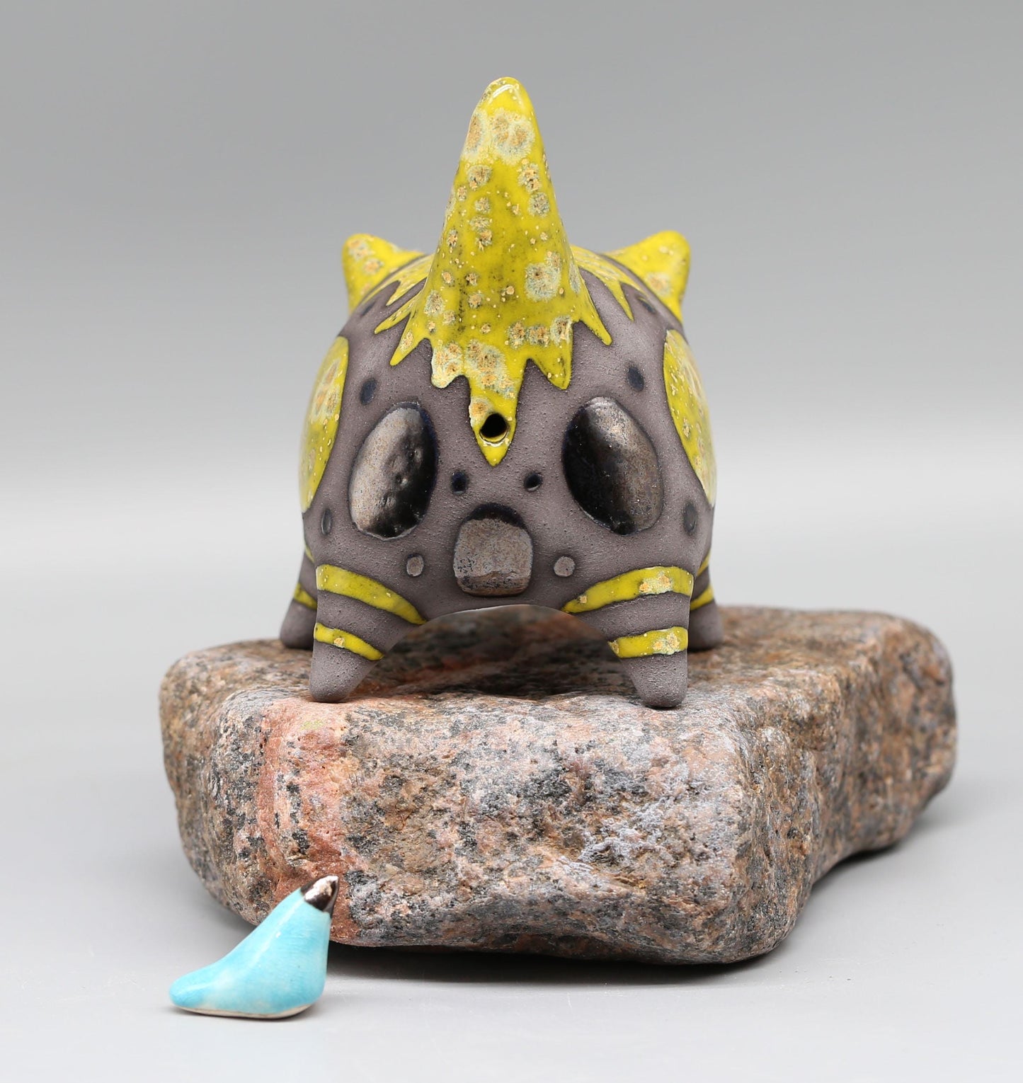 Handmade Ceramic Smiling Cat Figurine