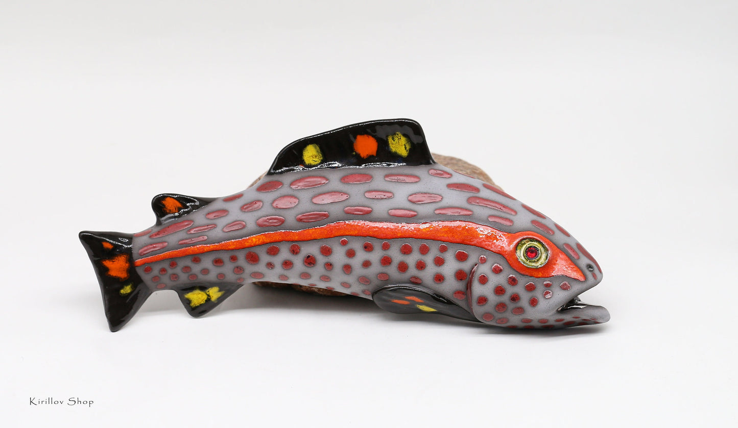 Ceramic fish wall decor, Handmade, Fisherman gift, Home decor, Red Trout,MADE TO ORDER