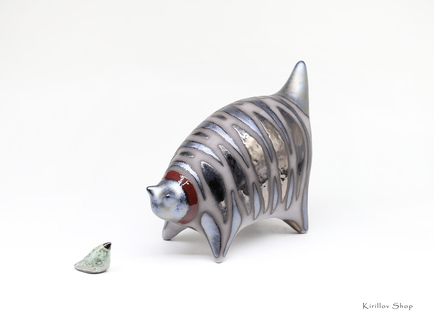 Cat sculpture, Black cat figurine, Art striped cat, Table decoration, Cat lover gift, Handmade gift,  Cat collection, MADE TO ORDER