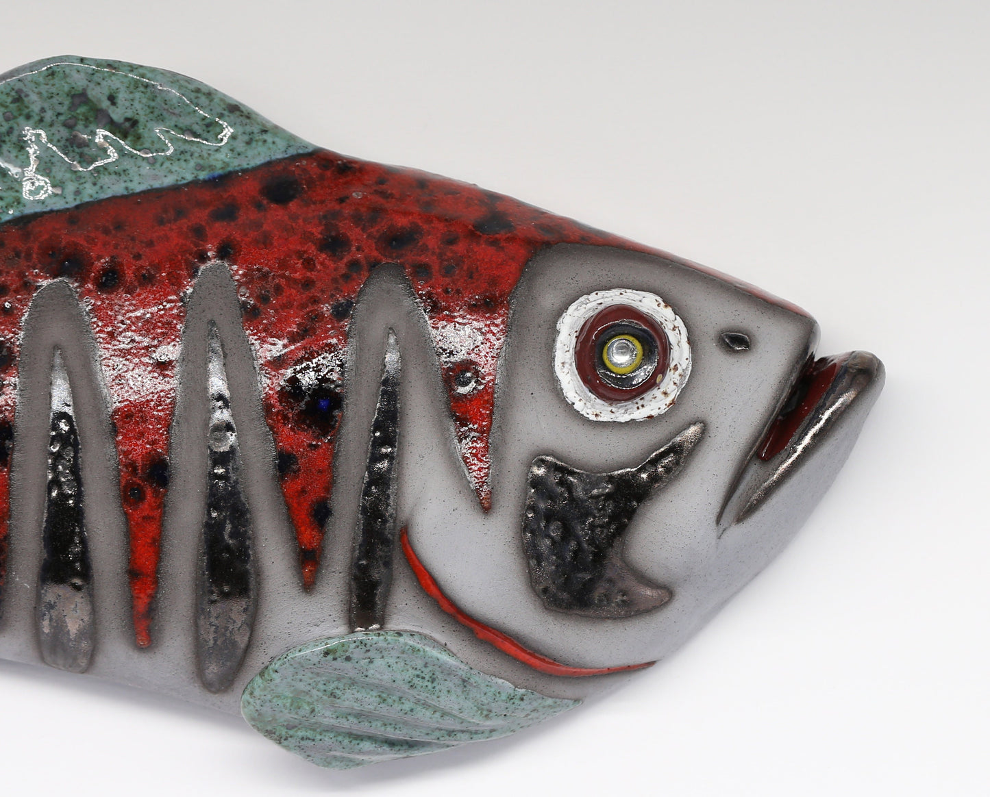 Handmade Ceramic Fish Wall Hanging: 3D Sculpture Art