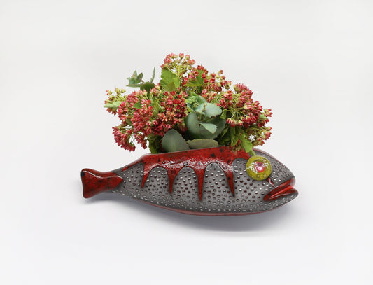 Ceramic wall vase in the shape of a fish, small wall vase for dried flowers, art wall decoration little fish, handmade, MADE TO ORDER