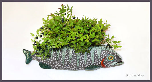 Handmade Ceramic Fish Vase: Wall Decor Hanging Planter