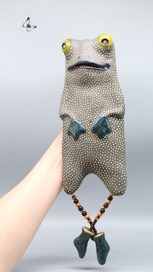 Ceramic Frog Wall Hanging | Eco-style Decor | Original Gift for Nature Lovers | Handmade Hanging Decor| Frog Wall Art