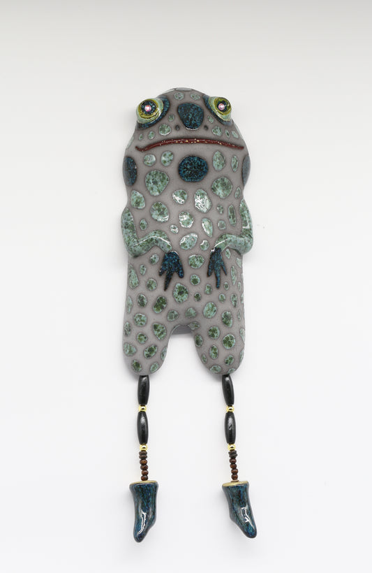 Handcrafted Frog Wall Hanging | Whimsical Frog Wall Decor | Ceramic Wall Art | Eco-style Decor | Original Gift for Nature Lovers