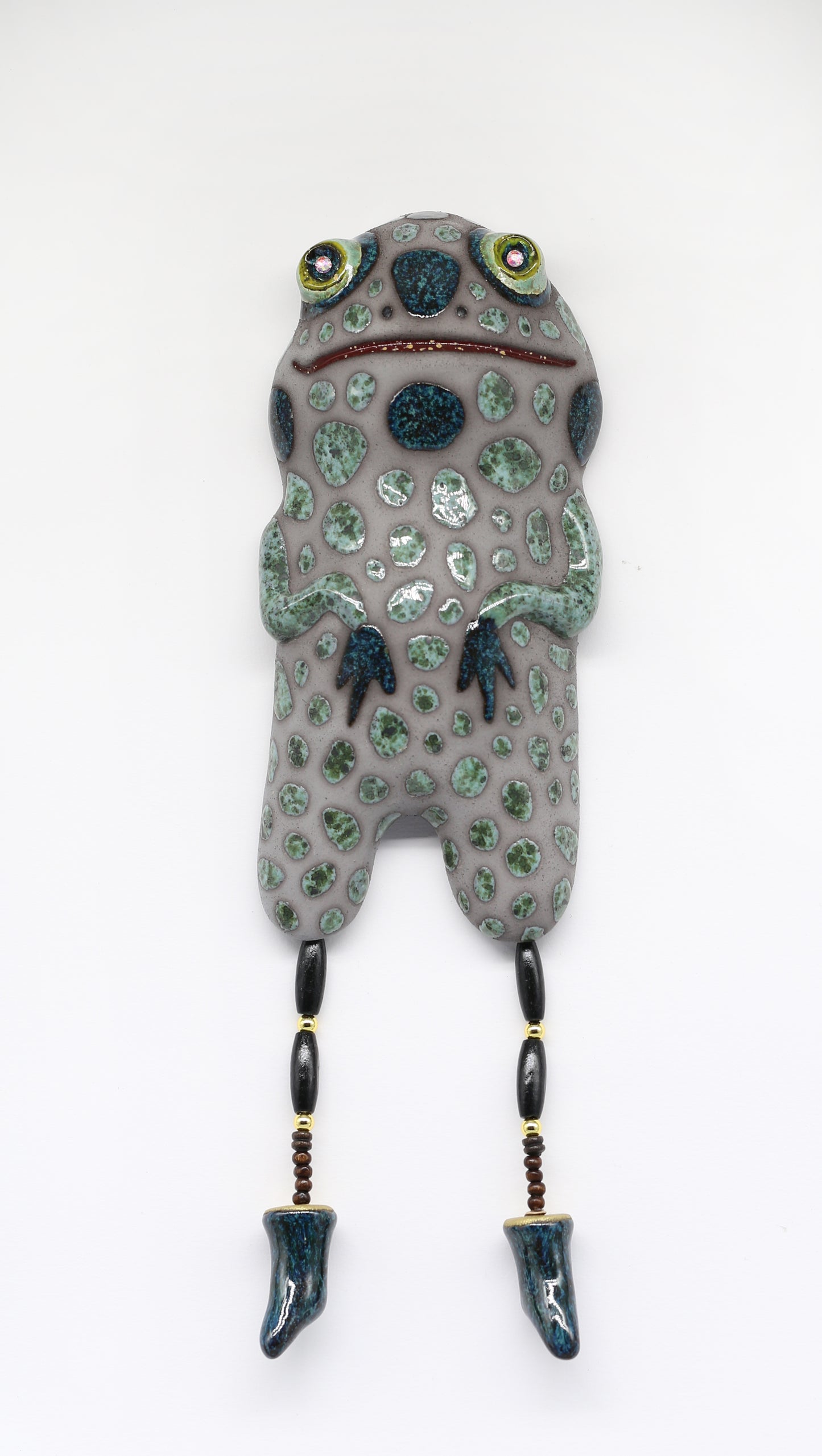 Handcrafted Frog Wall Hanging | Whimsical Frog Wall Decor | Ceramic Wall Art | Eco-style Decor | Original Gift for Nature Lovers
