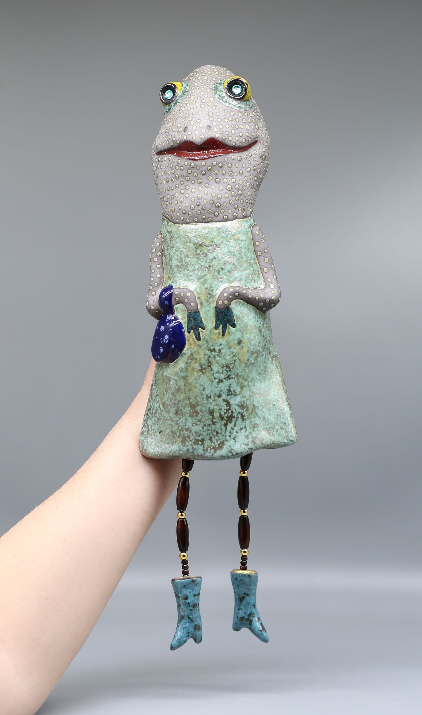 Ceramic Frog Wall Hanging | Whimsical Frog Wall Decor | Handmade Hanging Eco-style Decor | Original Gift for Nature Lovers |  Frog Wall Art