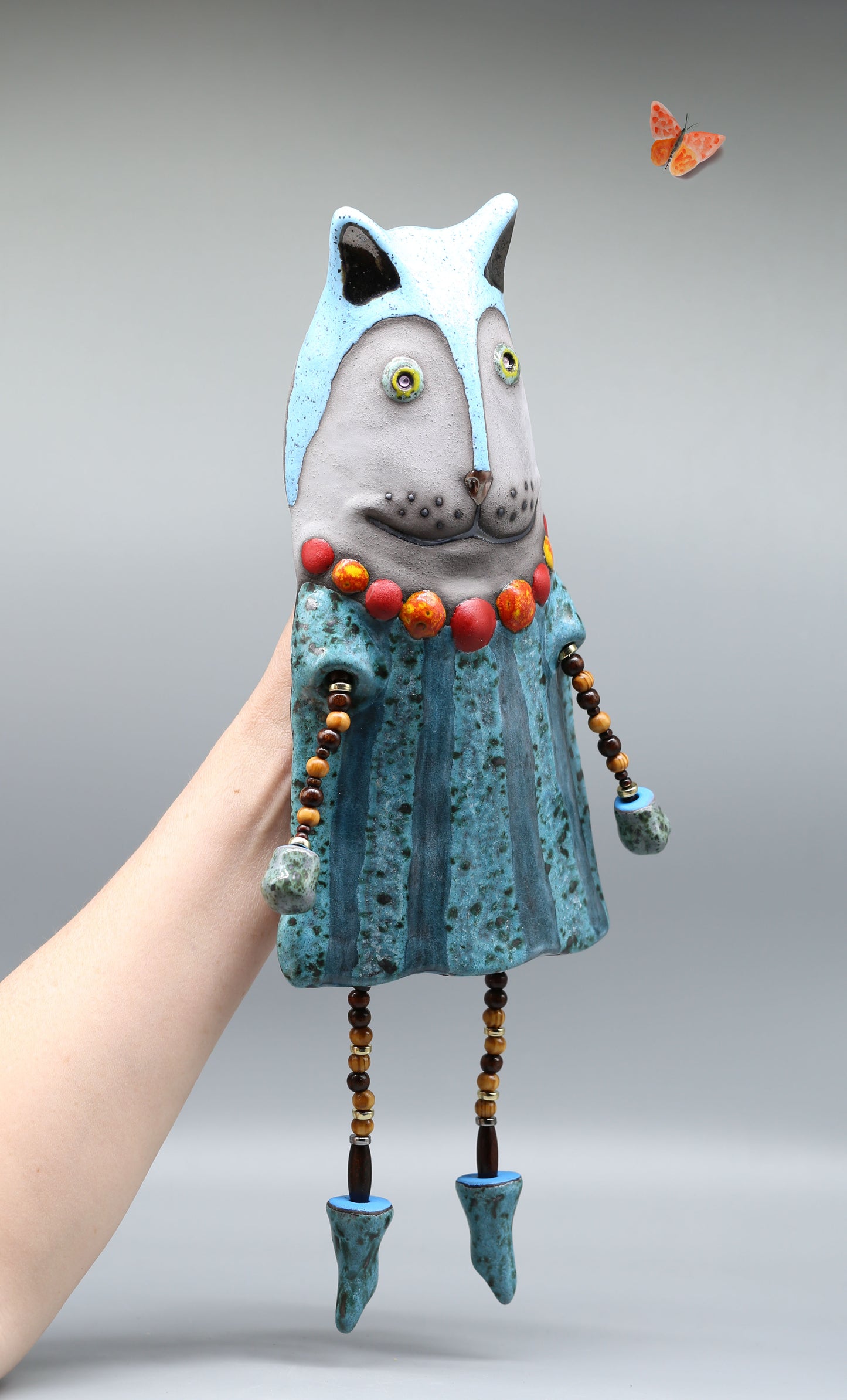 Ceramic Cat Wall Hanging - Unique Home Decor- One-of-a-Kind Ceramic Cat Wall Art - Handcrafted -Quirky Cat Lover Gift
