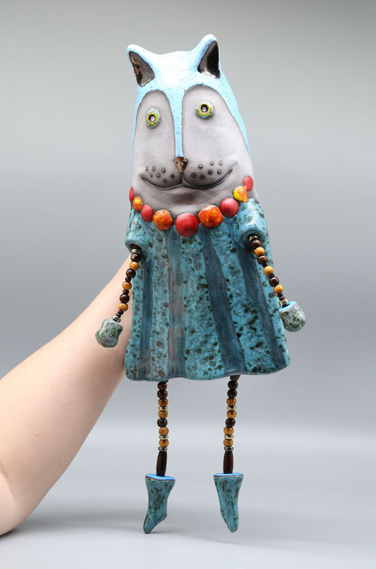 Ceramic Cat Wall Hanging - Unique Home Decor- One-of-a-Kind Ceramic Cat Wall Art - Handcrafted -Quirky Cat Lover Gift