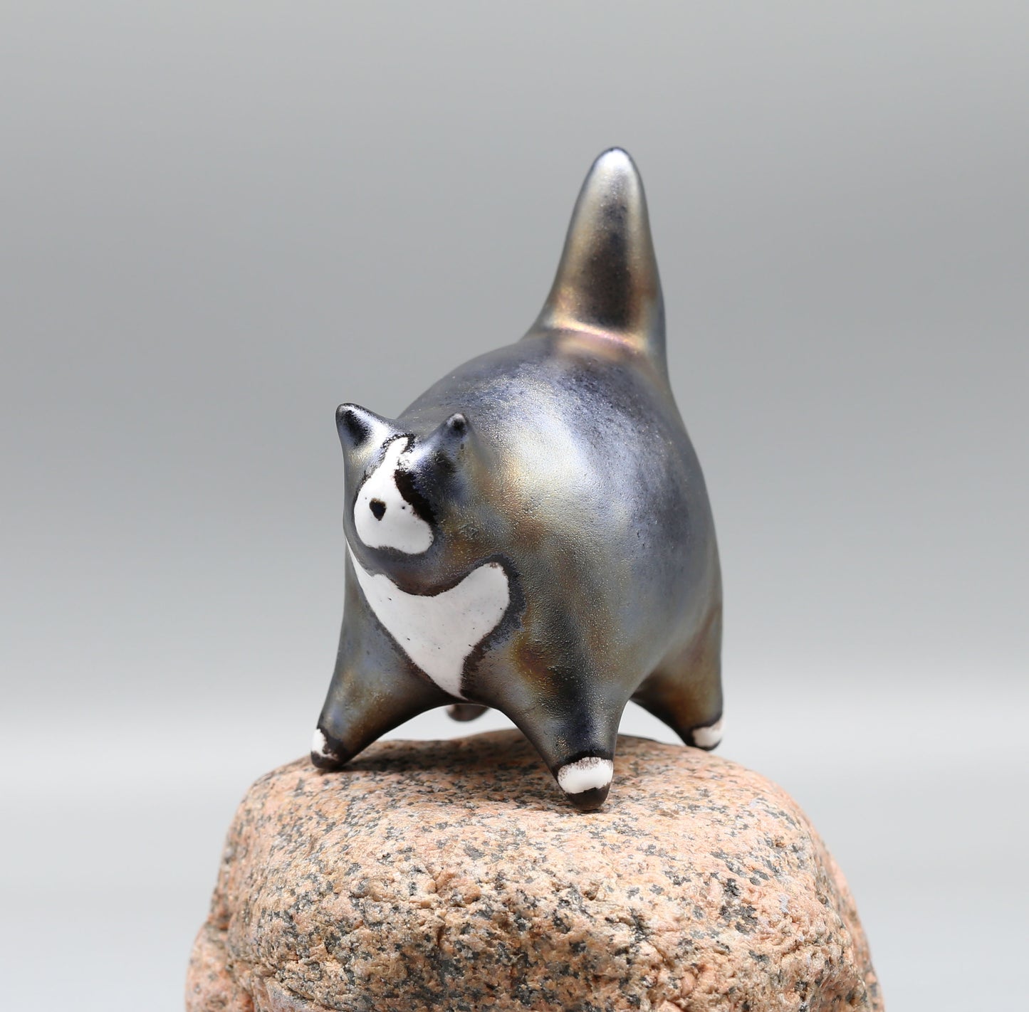 Ceramic cat sculpture, modern figurine for home decoration or as a gift for cat lovers, unique handmade cat, clay art, collectible