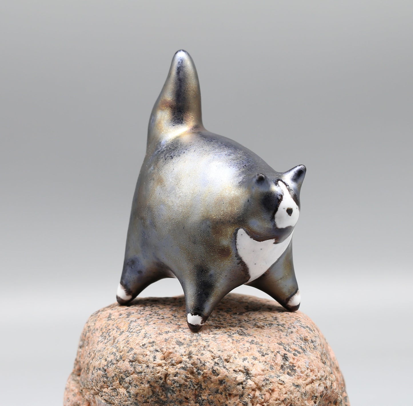 Ceramic cat sculpture, modern figurine for home decoration or as a gift for cat lovers, unique handmade cat, clay art, collectible