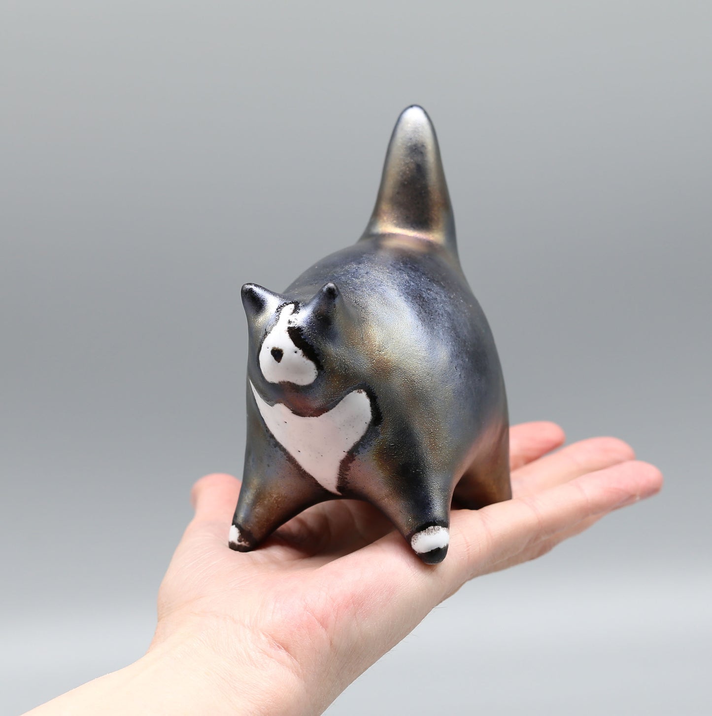 Ceramic cat sculpture, modern figurine for home decoration or as a gift for cat lovers, unique handmade cat, clay art, collectible