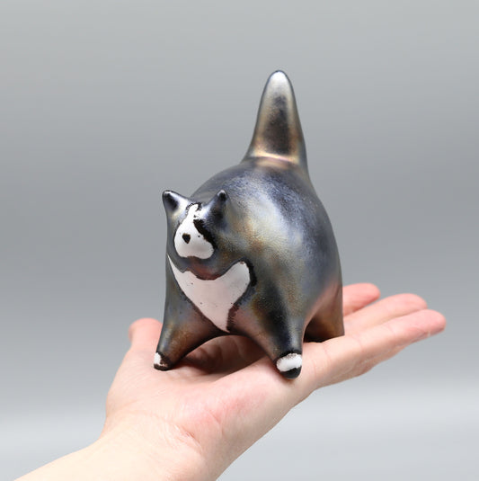 Ceramic cat sculpture, modern figurine for home decoration or as a gift for cat lovers, unique handmade cat, clay art, collectible
